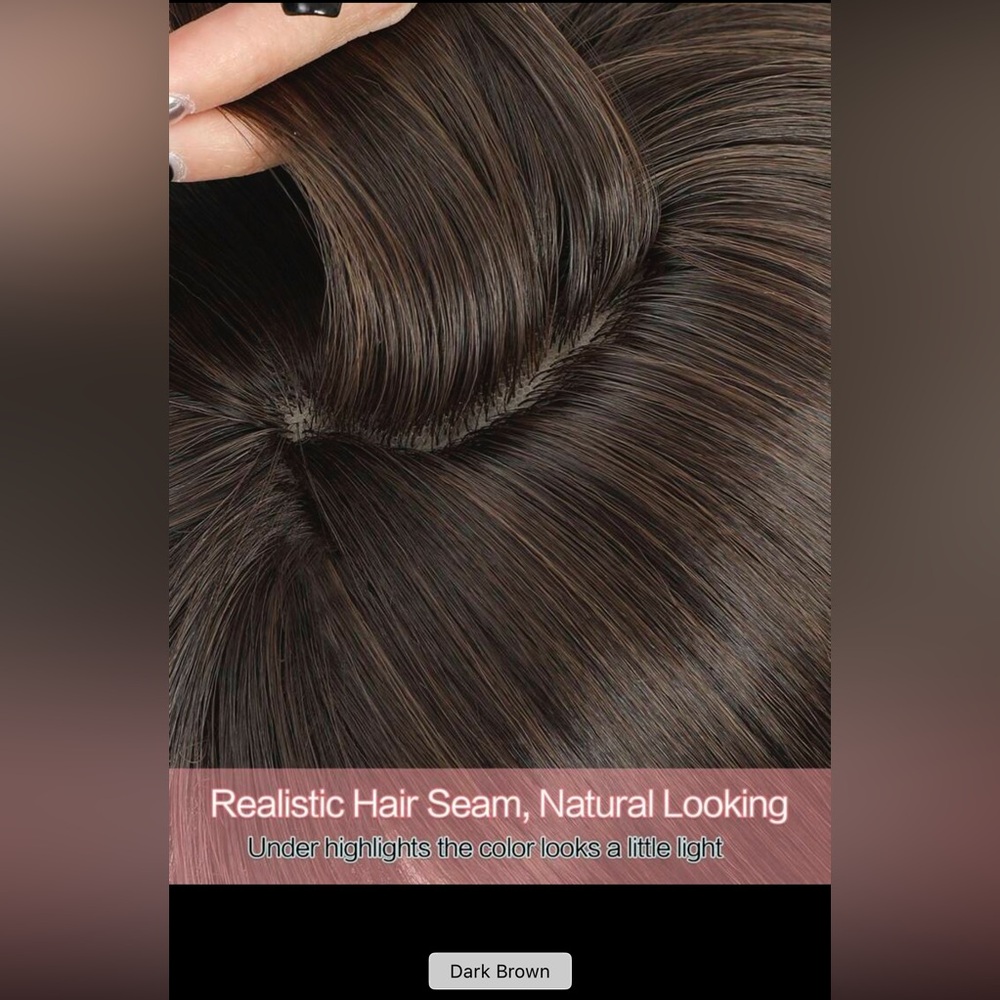 Natural Dark Brown Women’s Clip-In/Topper Hairpiece - Sleek Layered Style - Picture 8 of 14